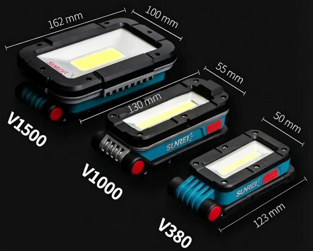 Perbandingan ukuran lampu kerja sunrei v series